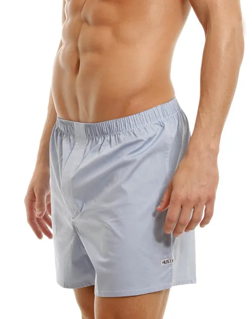 [2 Pack] Hustler Loose Boxer Shorts Underwear Light Blue White HUW1010 Size M