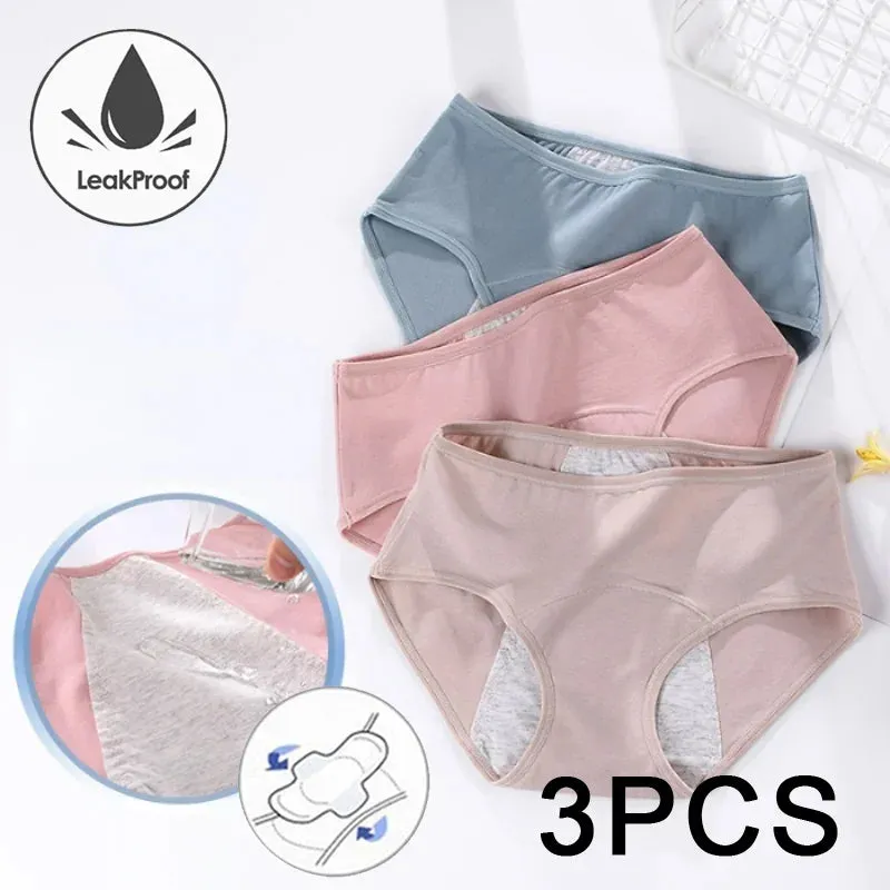 3PCS/set Women's Menstrual Briefs Leakproof Underwear