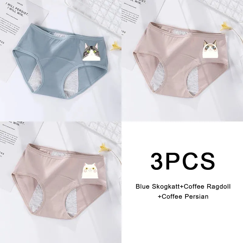 3PCS/set Women's Menstrual Briefs Leakproof Underwear