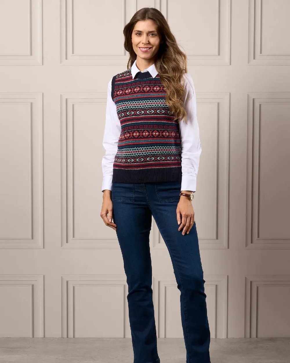 Alan Paine Ladies Amelia Fair Isle Crew Neck Jumper