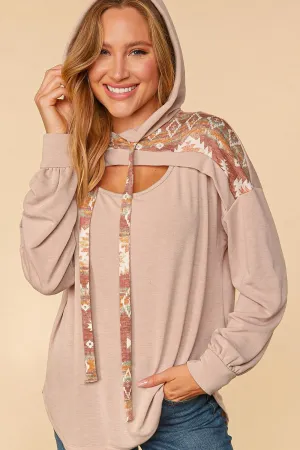 Alli Aztec Yoke Peekaboo Cut Out Hoodie