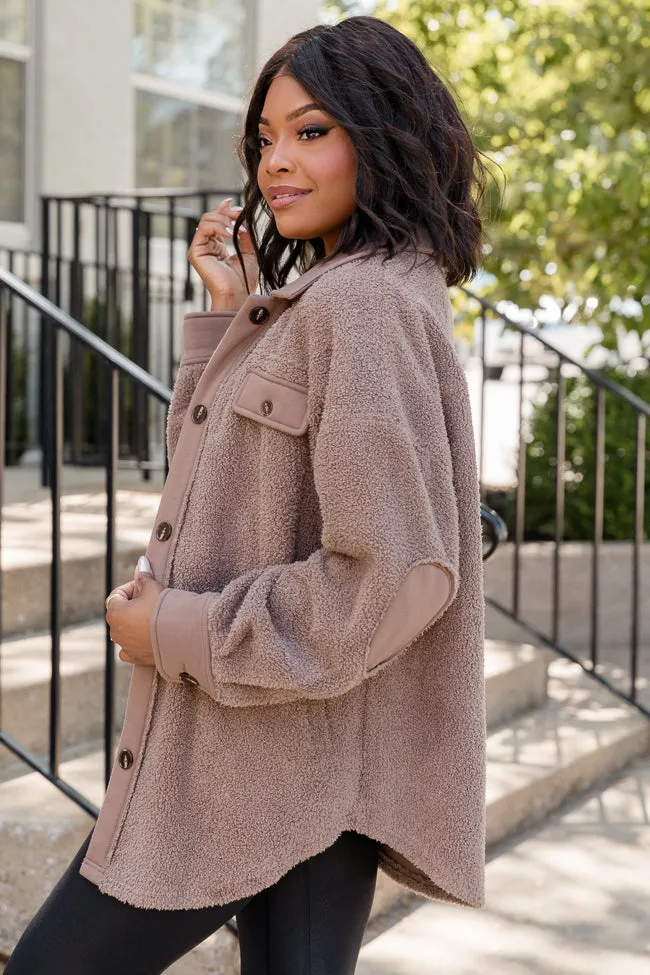 At The Bonfire Brown Oversized Fuzzy Shacket FINAL SALE