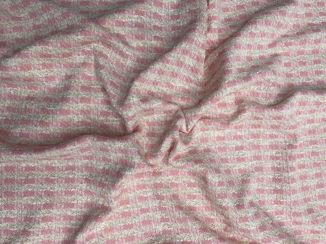 Baby Pink Check Tweed Fabric