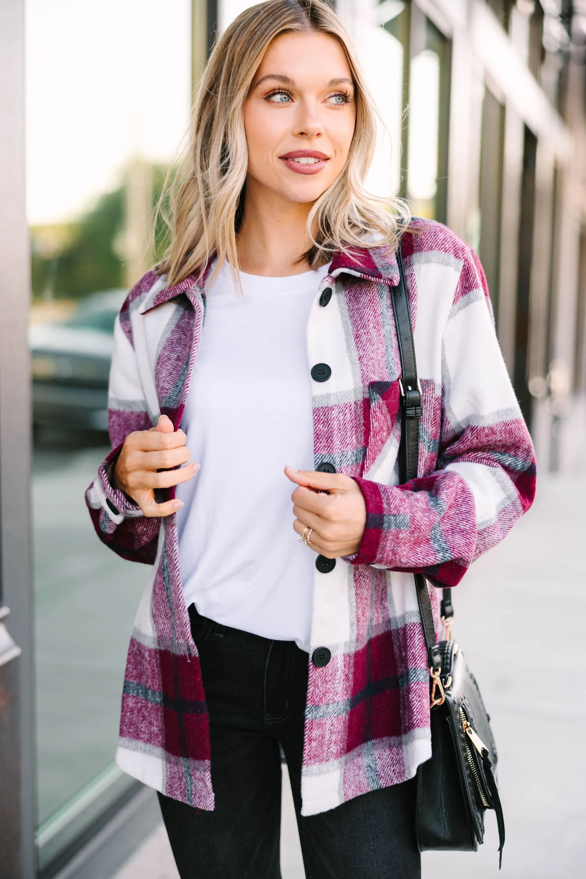 Be Your Best Self Burgundy Red Plaid Shacket