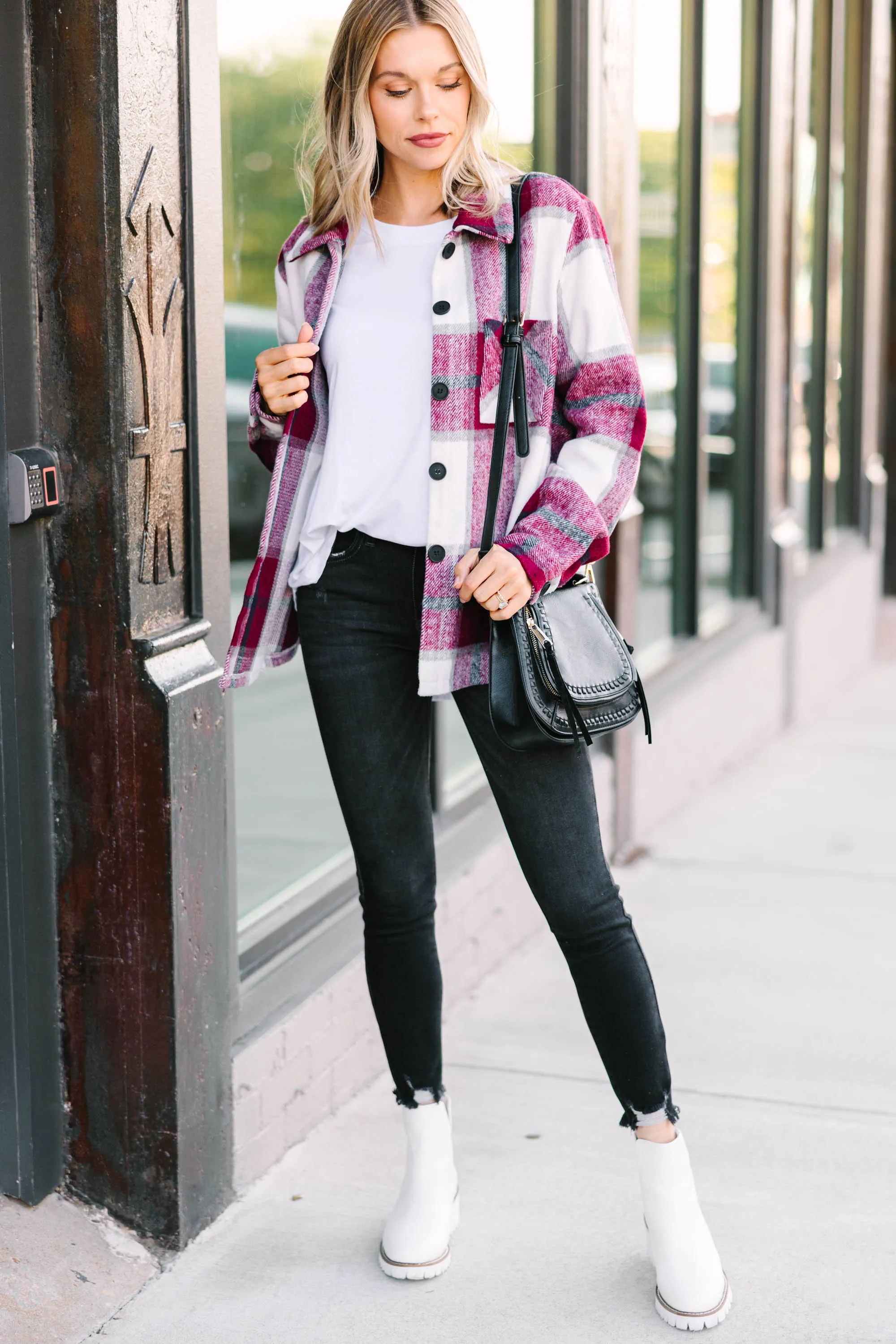 Be Your Best Self Burgundy Red Plaid Shacket