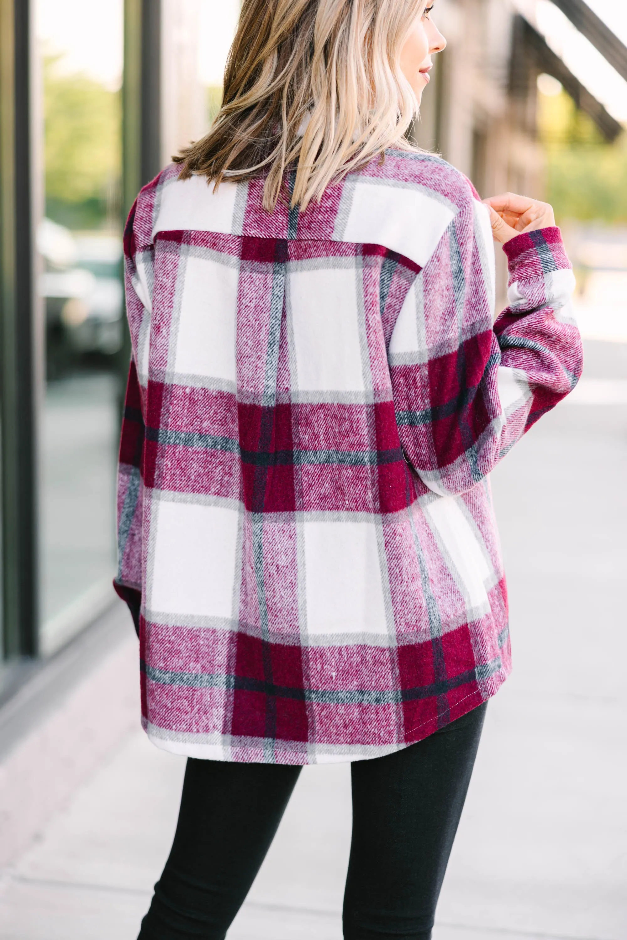 Be Your Best Self Burgundy Red Plaid Shacket