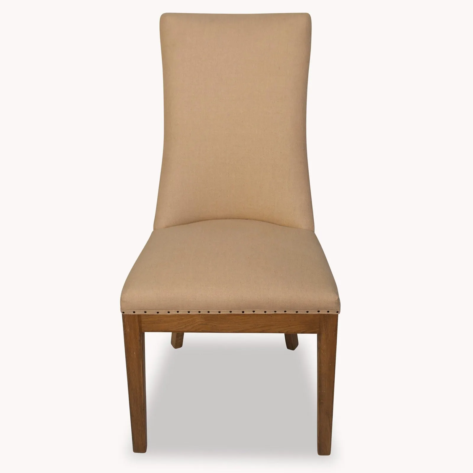 Beige Linen and Oak Dining Chair