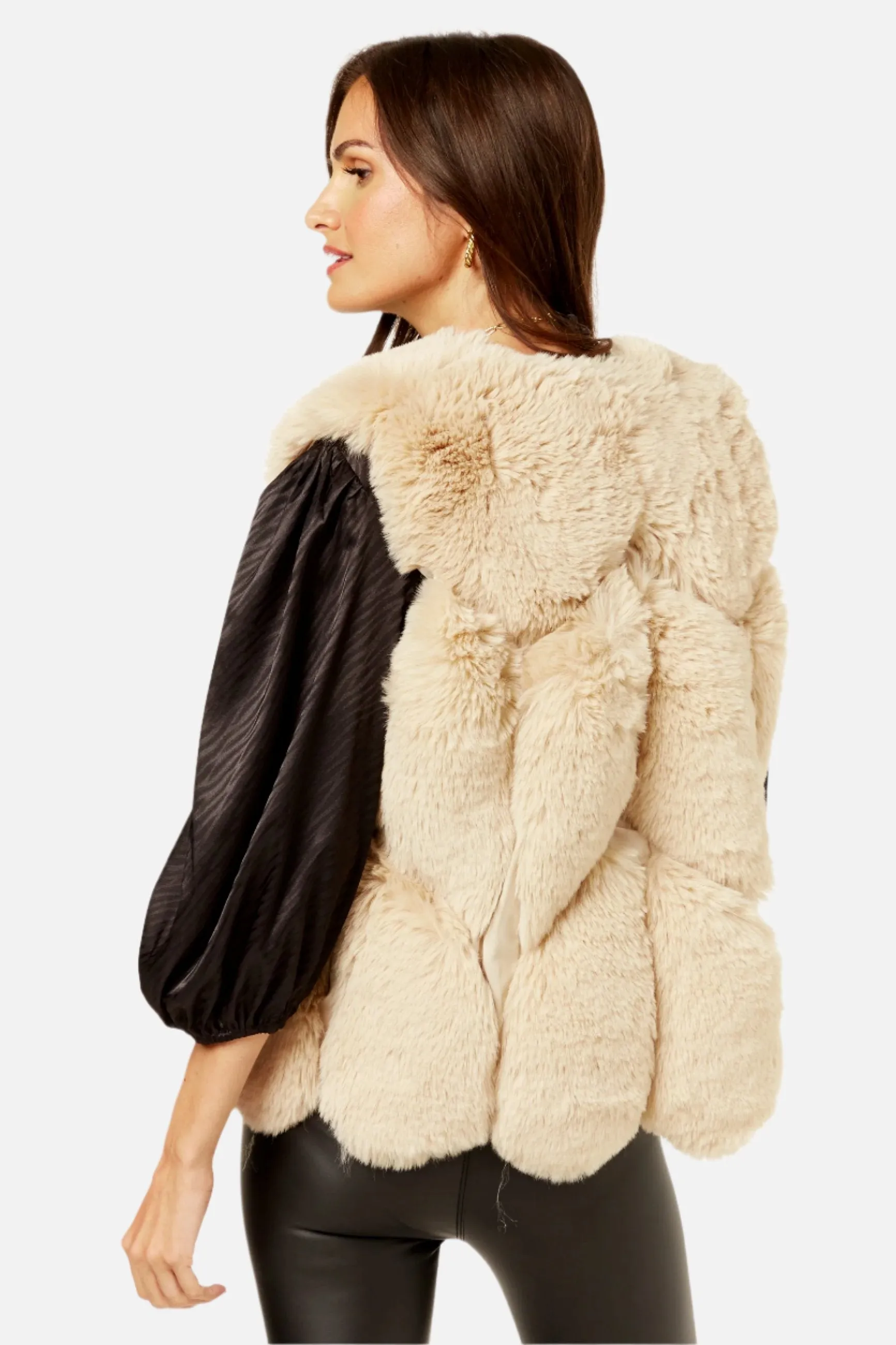 Beige Patch Fur Cropped Gilet