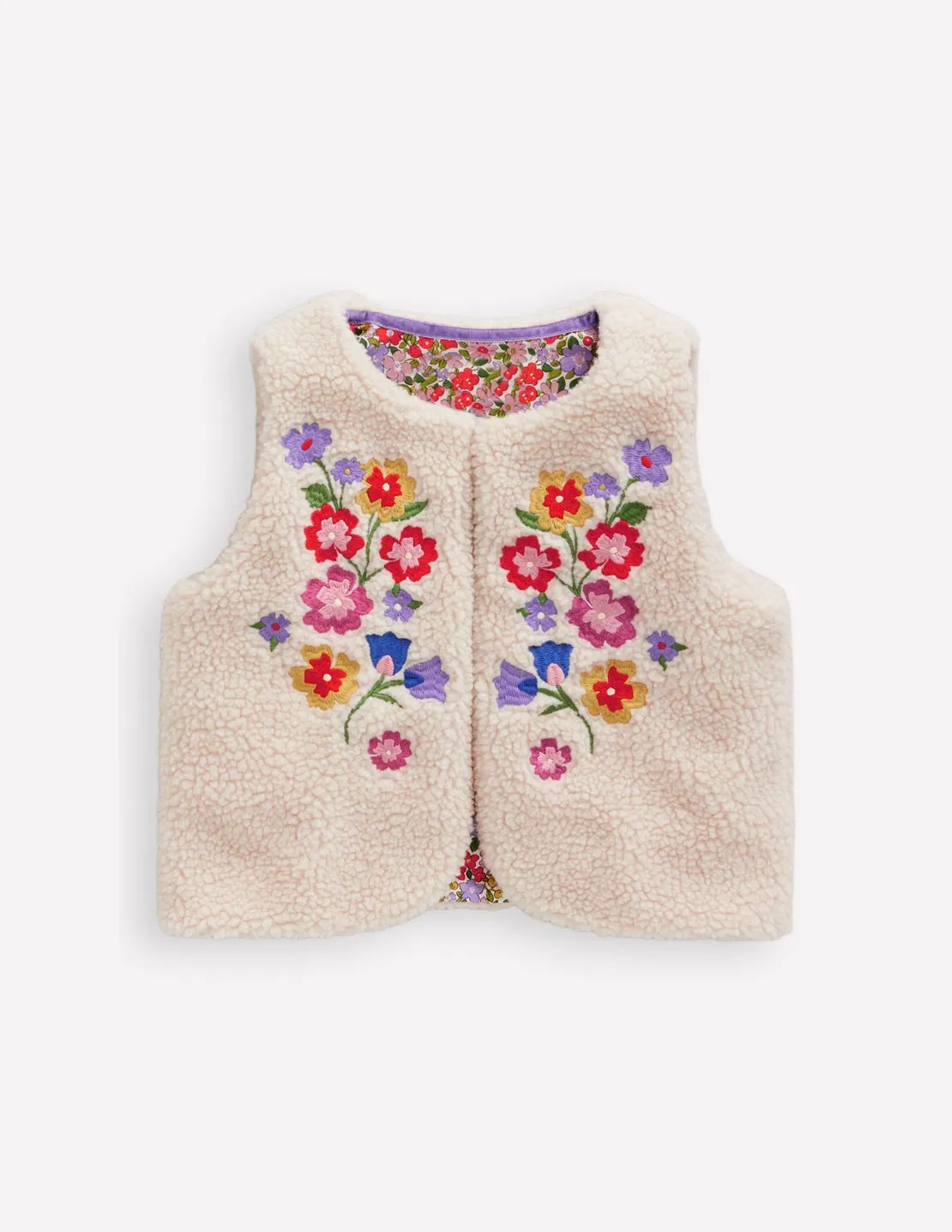 Borg Gilet-Oatmeal Embroidery