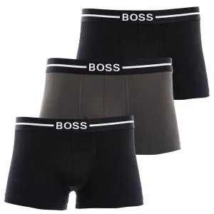 BOSS Trunk 3 Pack Organic Underwear in Black, Khaki & Black