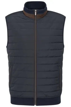 Bugatti Quilted Contrast Piping Gilet - Navy