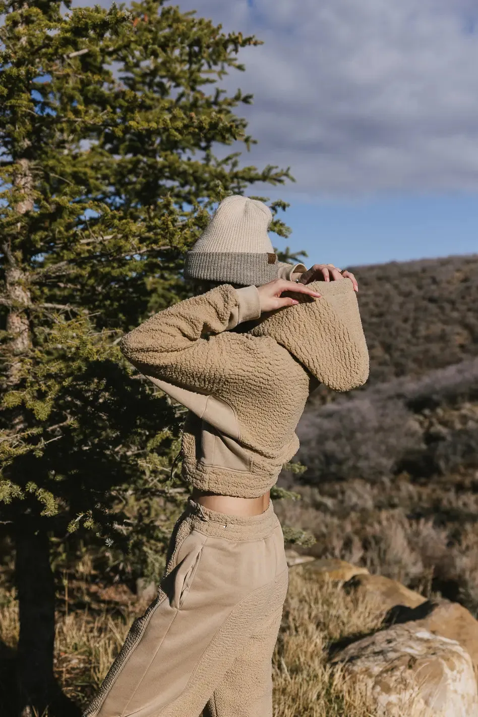 Callie Sherpa Hoodie in Camel - FINAL SALE