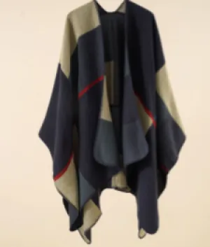 Cape / Shawl  Women's Super Soft Warm   Navy / Red / Camel / Grey  RTBLUBERSH