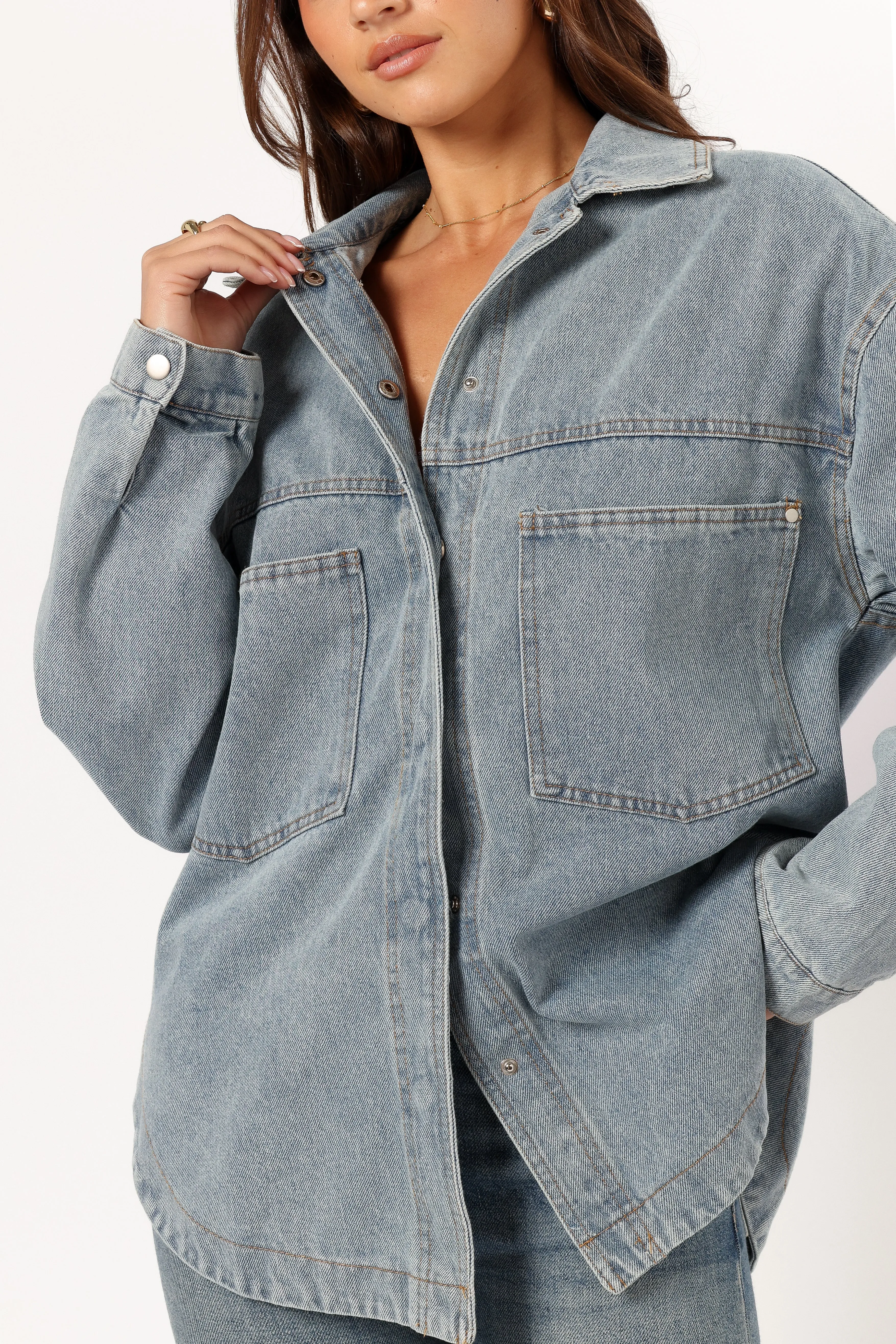 Cassie Oversized Denim Shacket - Blue