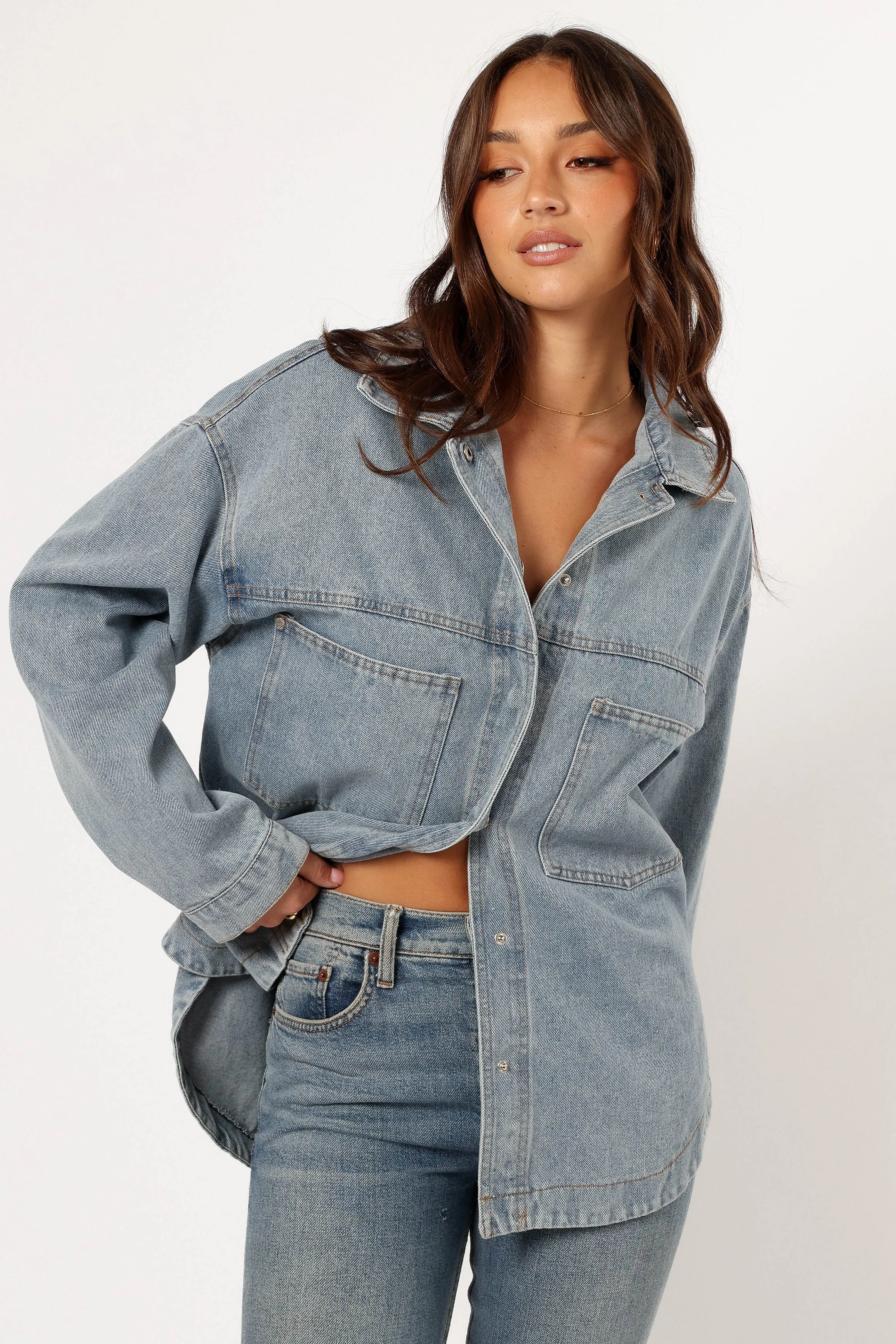 Cassie Oversized Denim Shacket - Blue