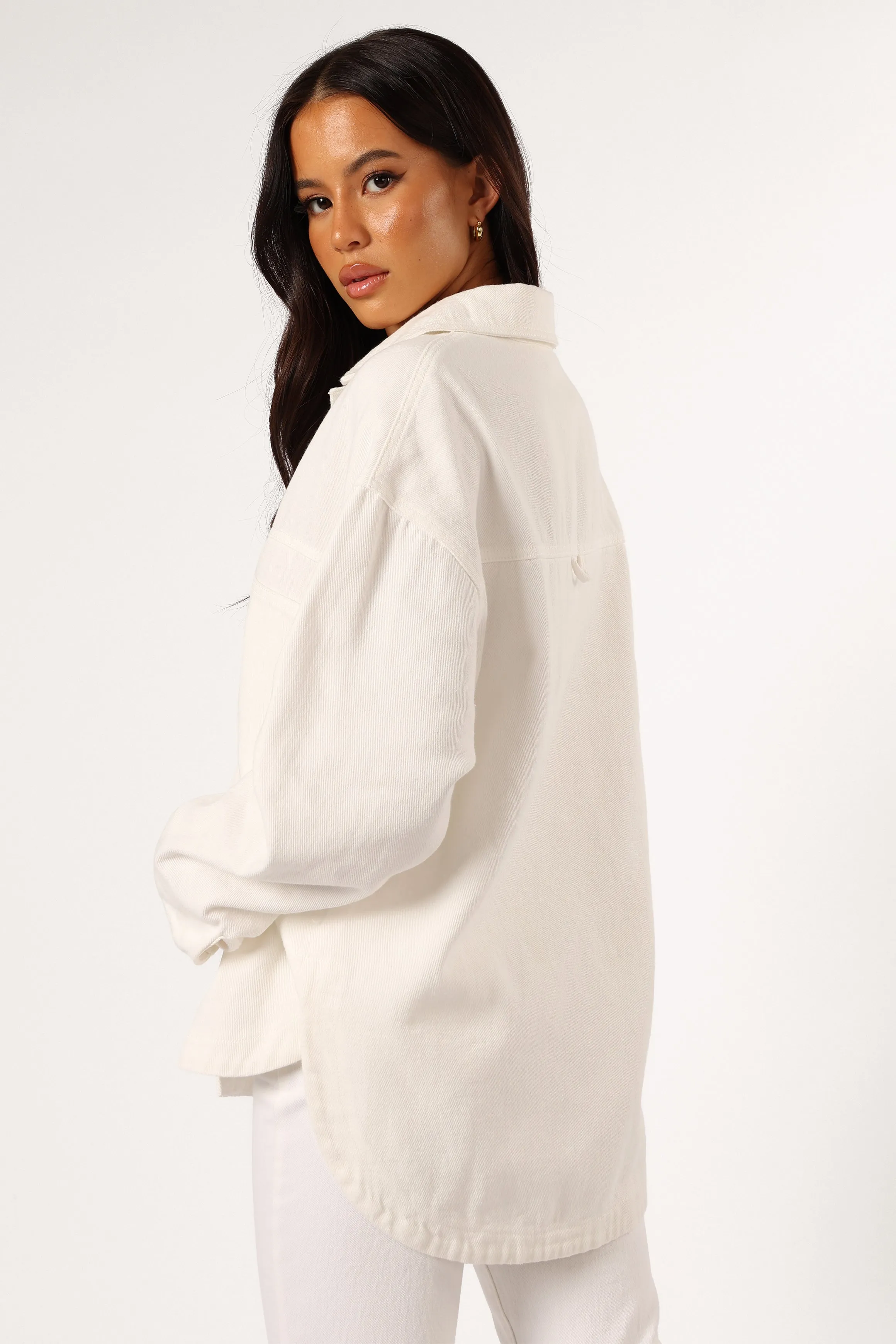 Cassie Oversized Denim Shacket - Ivory