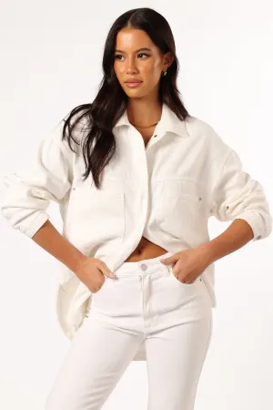 Cassie Oversized Denim Shacket - Ivory