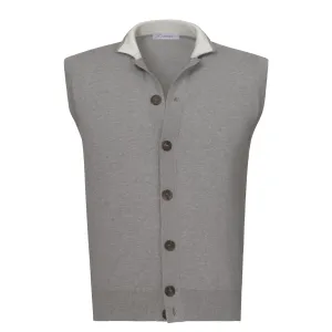 Cotton Polo Gilet in Grey Melange