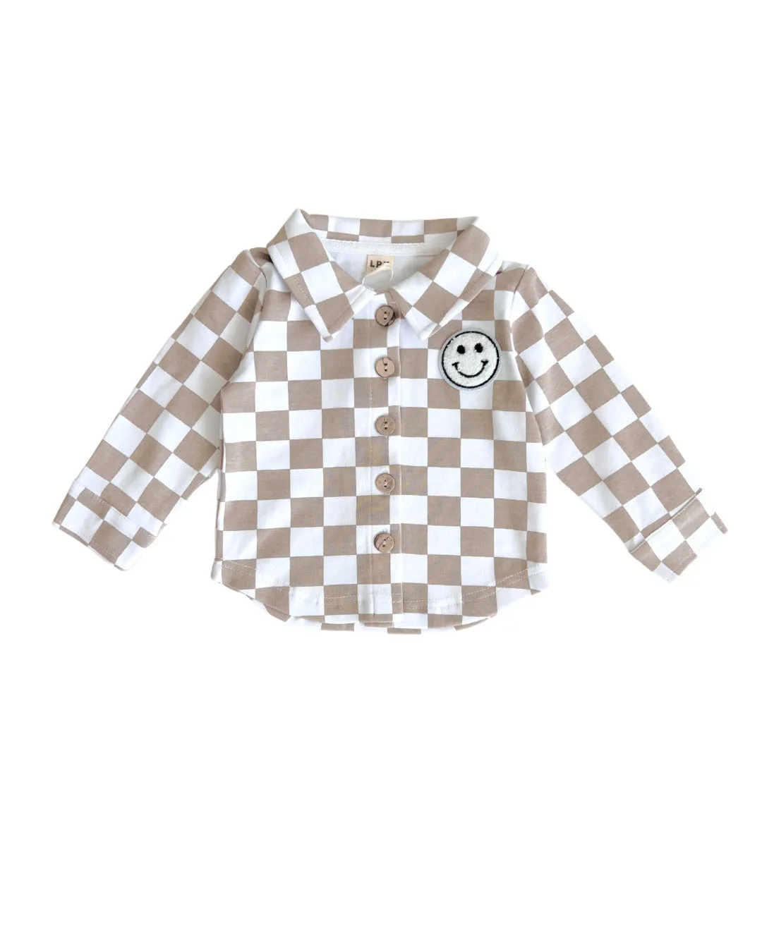 Cotton Shacket | Smiley Checkered Latte