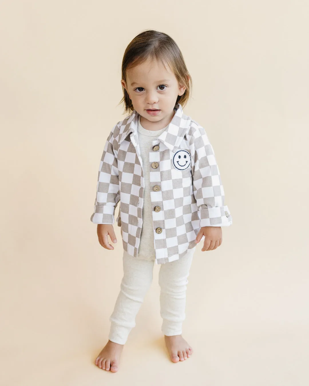 Cotton Shacket | Smiley Checkered Latte