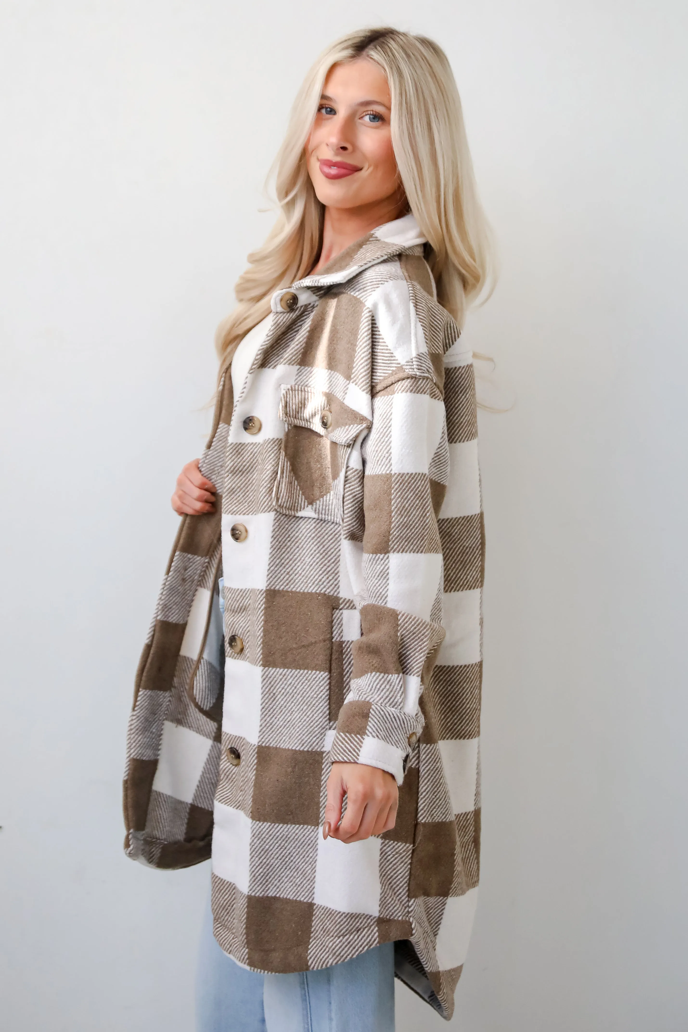 Cozy Perception Taupe Plaid Shacket