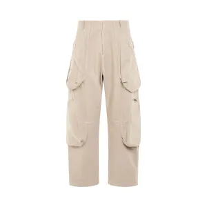 Croissant Cotton Cargo Pants in Light Beige