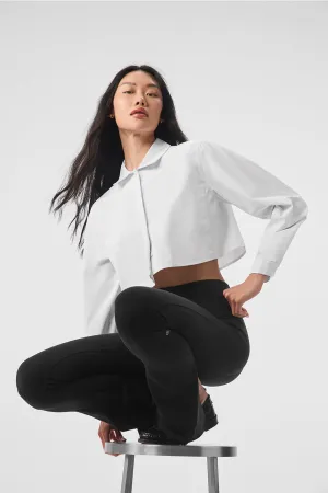 Cropped Take Me Out Button Up - White