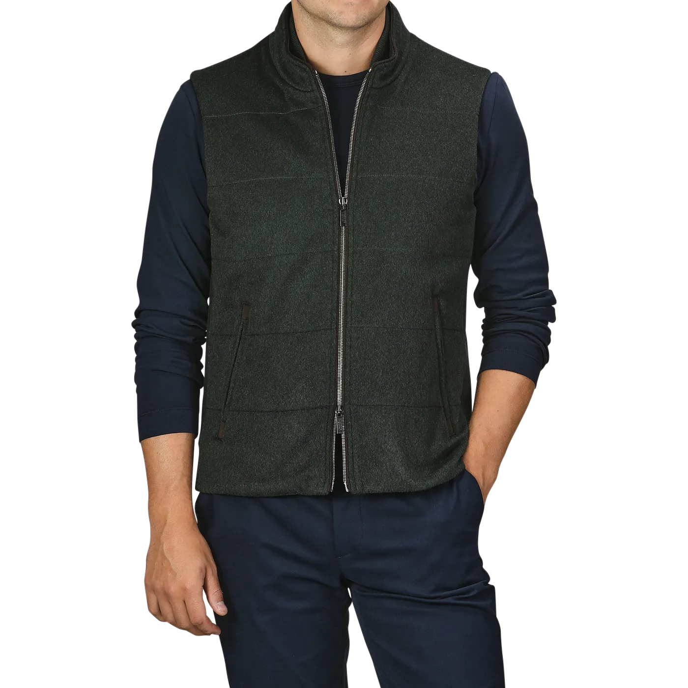 Dark Green Water Repellent Cashmere Gilet