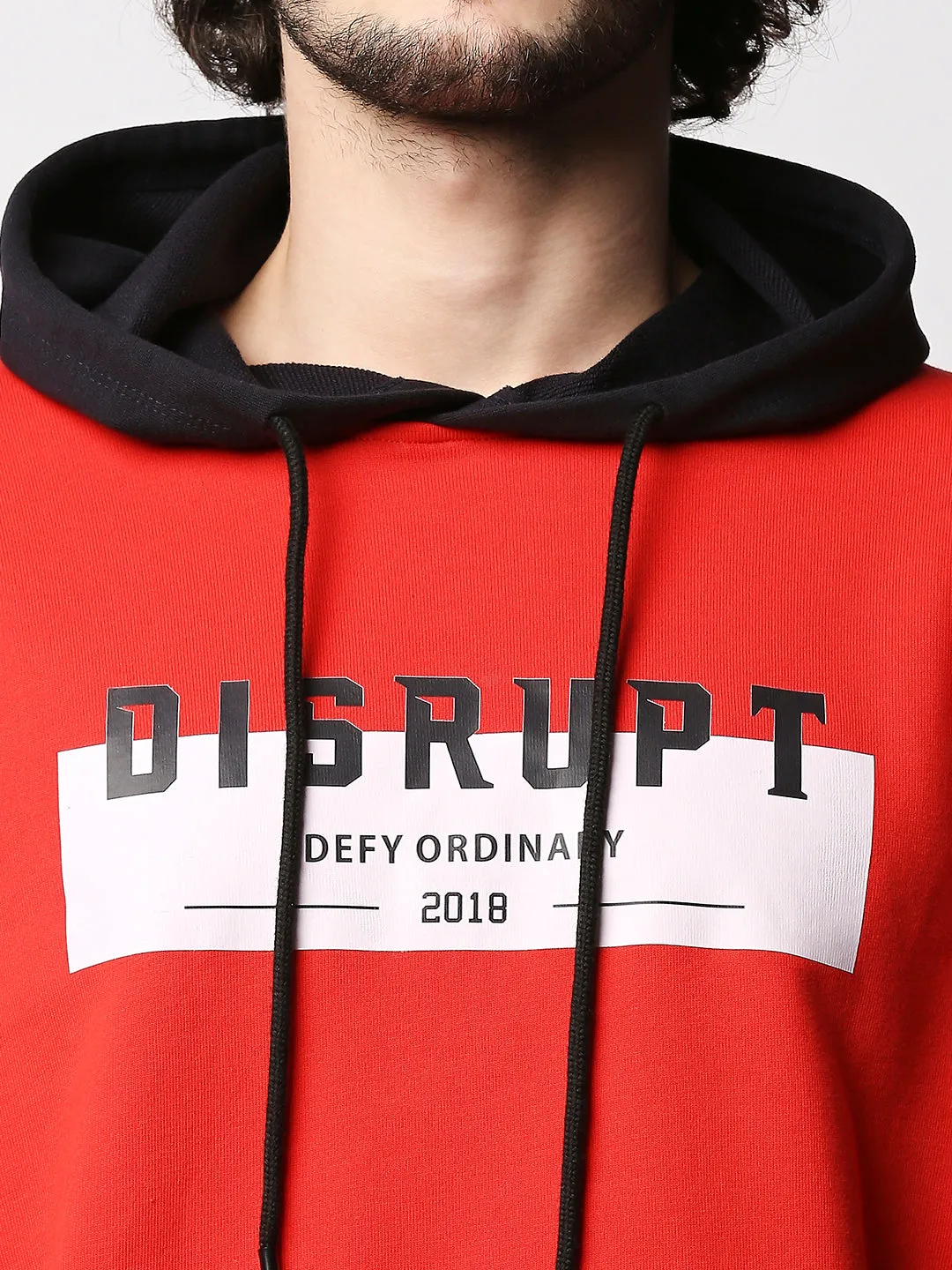 Disrupt Mens Red Typographic Hoodie