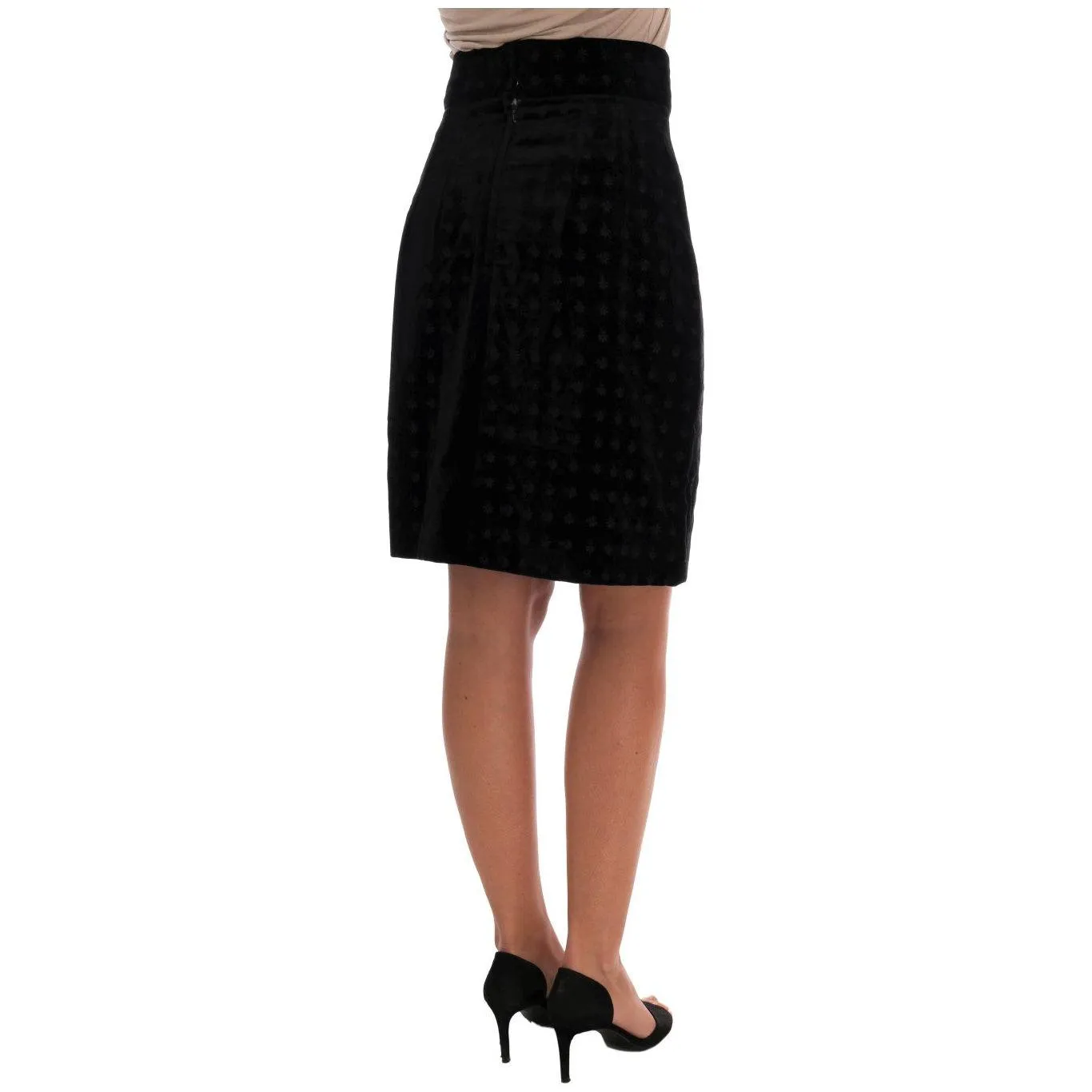 Dolce & Gabbana Baroque Embroidered Velvet Pencil Skirt