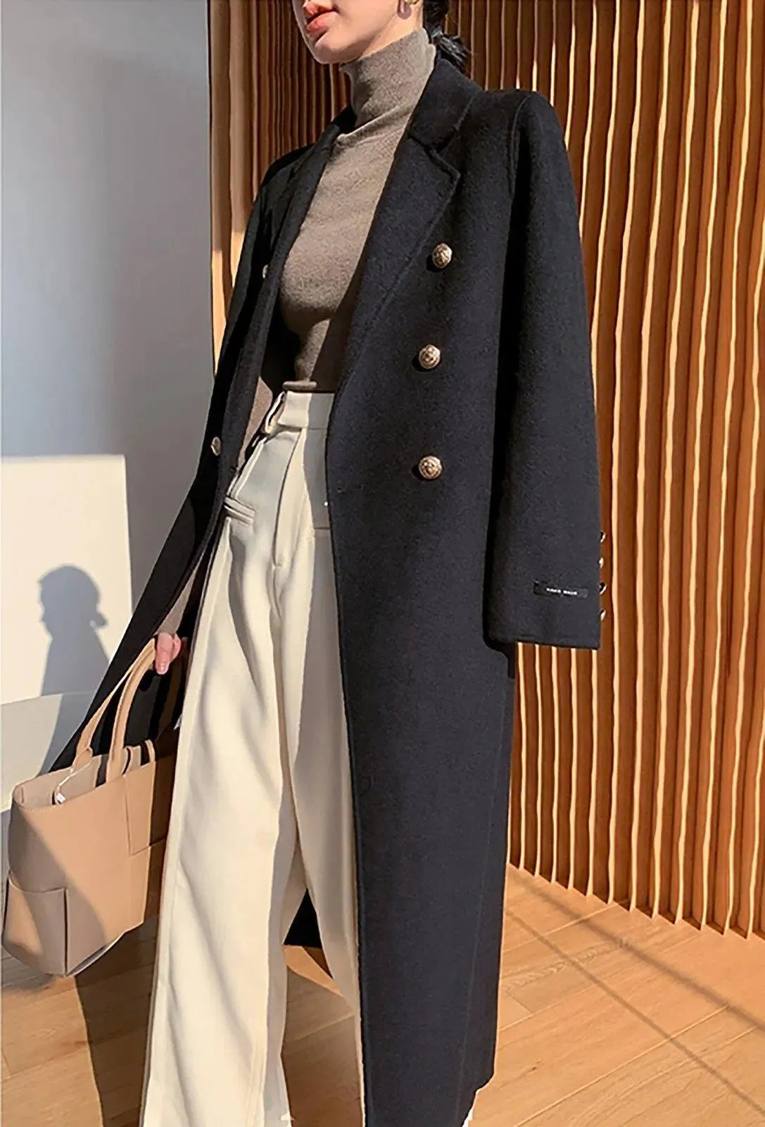 Double Breasted Tailored Longline Wool Coat