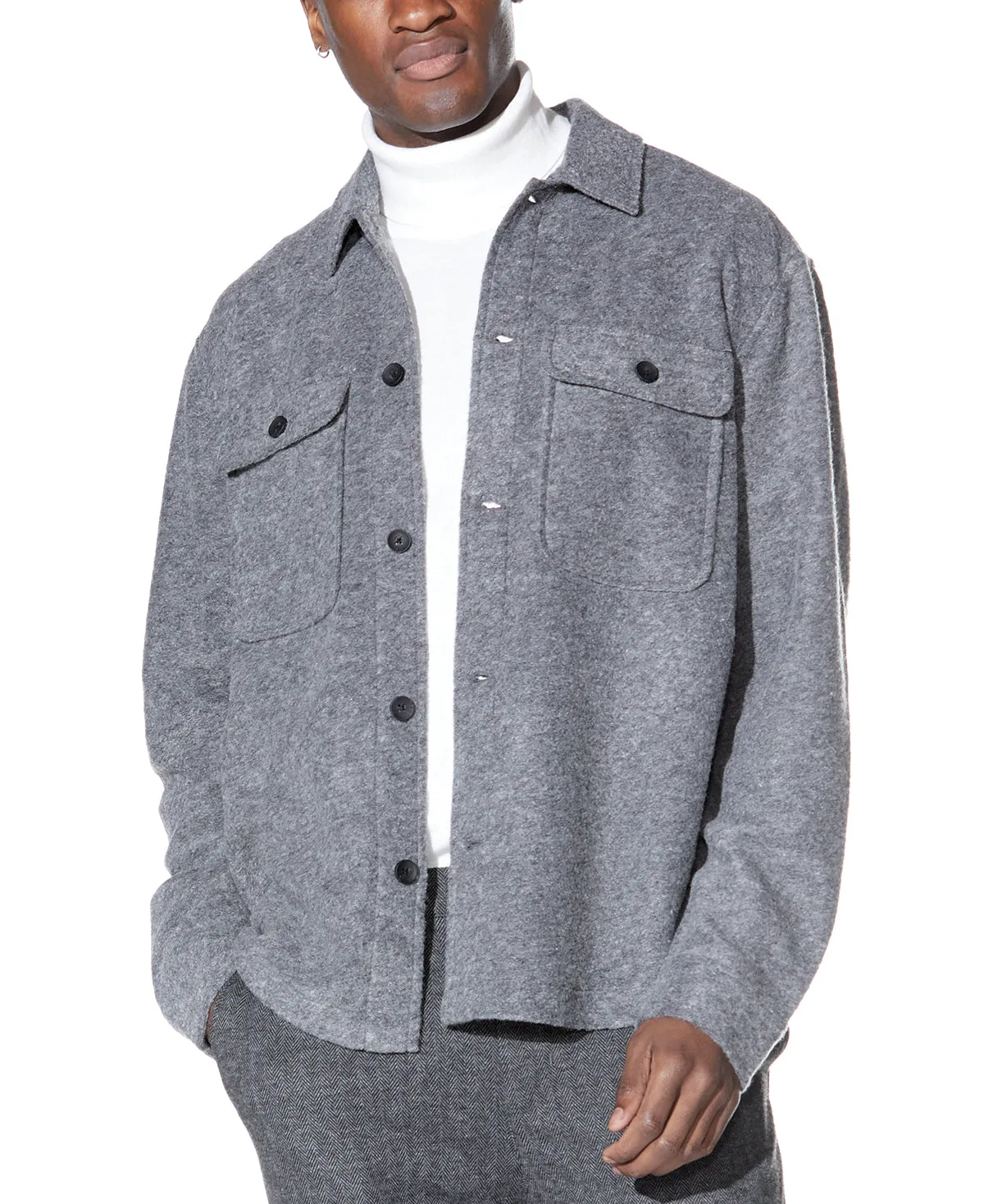 Durbin Relaxed Fit Shirt Jacket (Heather Charcoal)