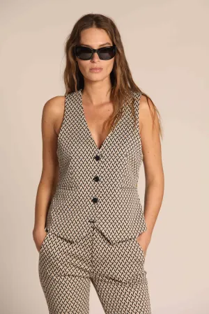 Ellen gilet donna in jersey con fantasia spigata