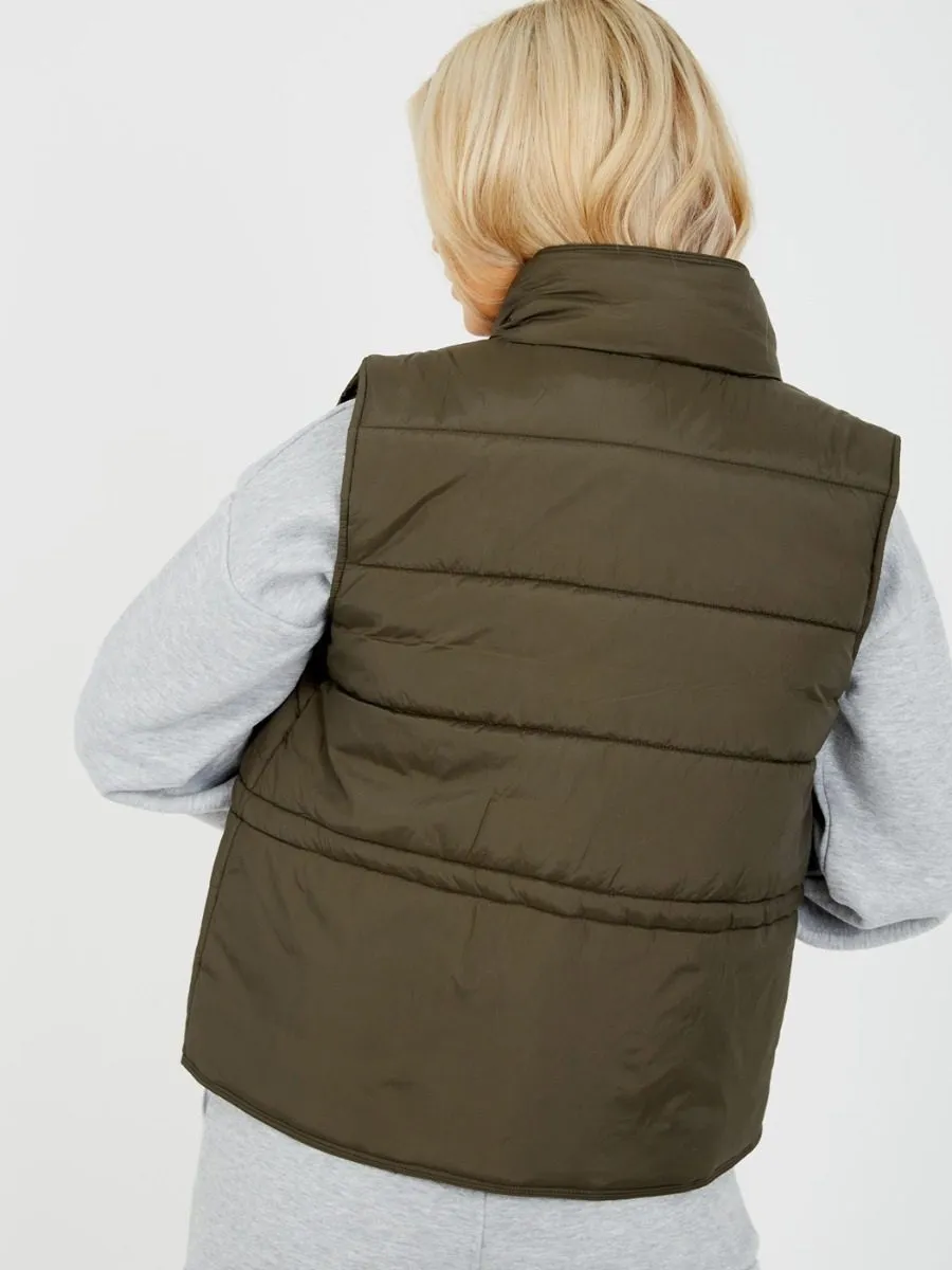 Erinn Padded Gilet Waistcoat In Olive