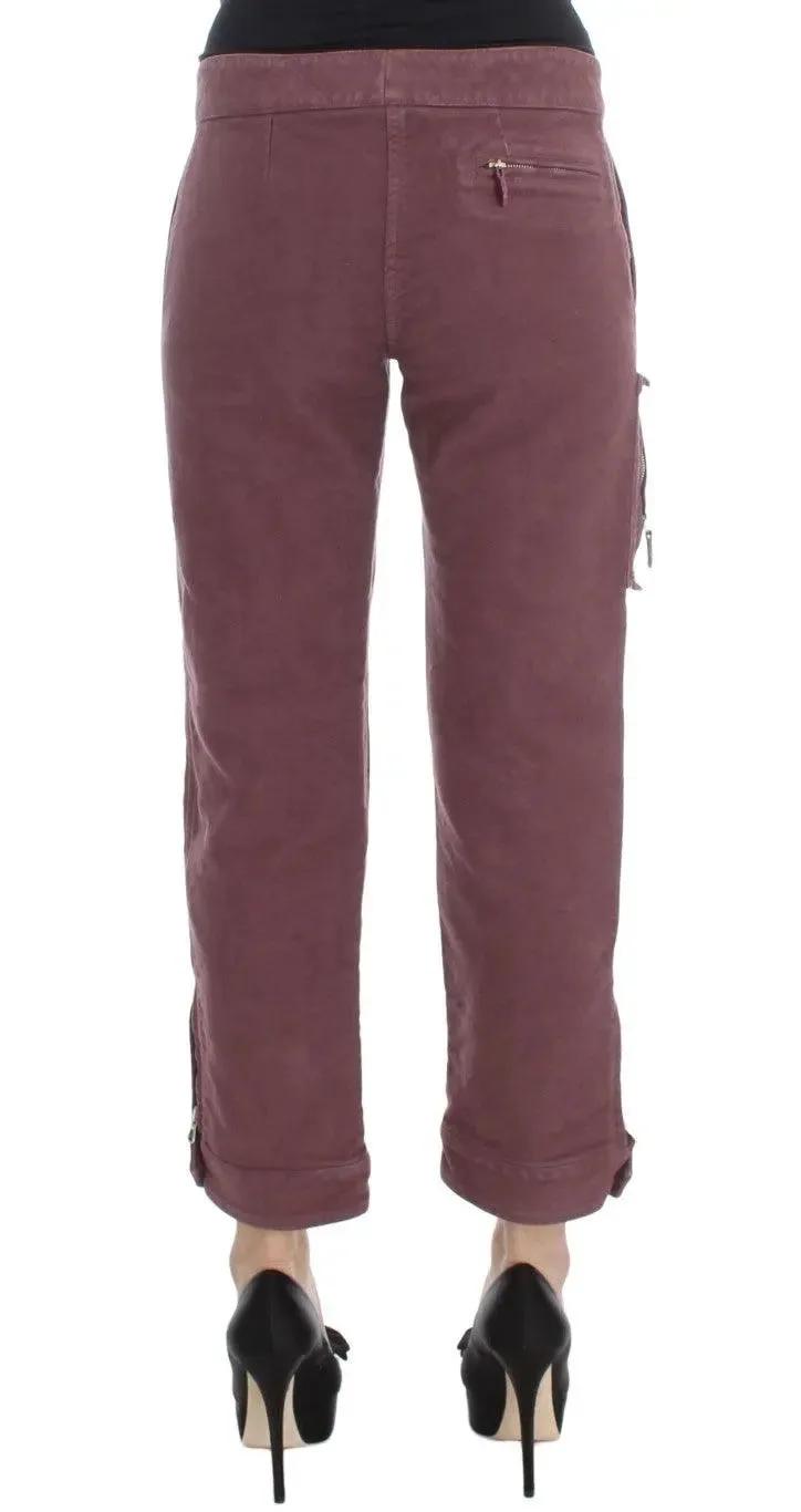 Ermanno Scervino Bordeaux Cotton Cropped Cargo Pants