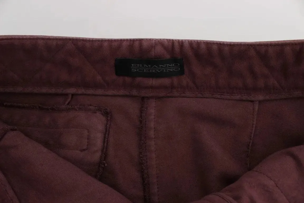 Ermanno Scervino Bordeaux Cotton Cropped Cargo Pants