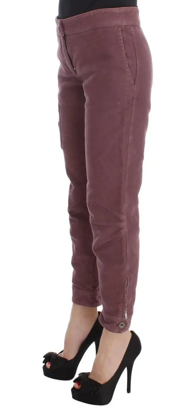 Ermanno Scervino Bordeaux Cotton Cropped Cargo Pants