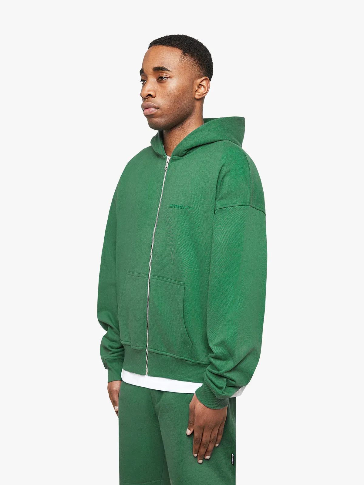 ESSENTIAL ZIP HOODIE - GREEN