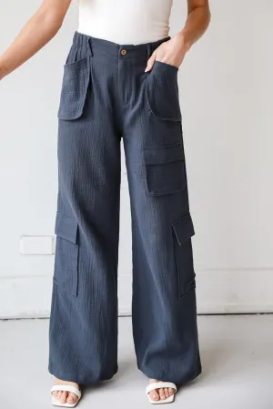 FINAL SALE - Trendsetting Impact Charcoal Linen Cargo Pants