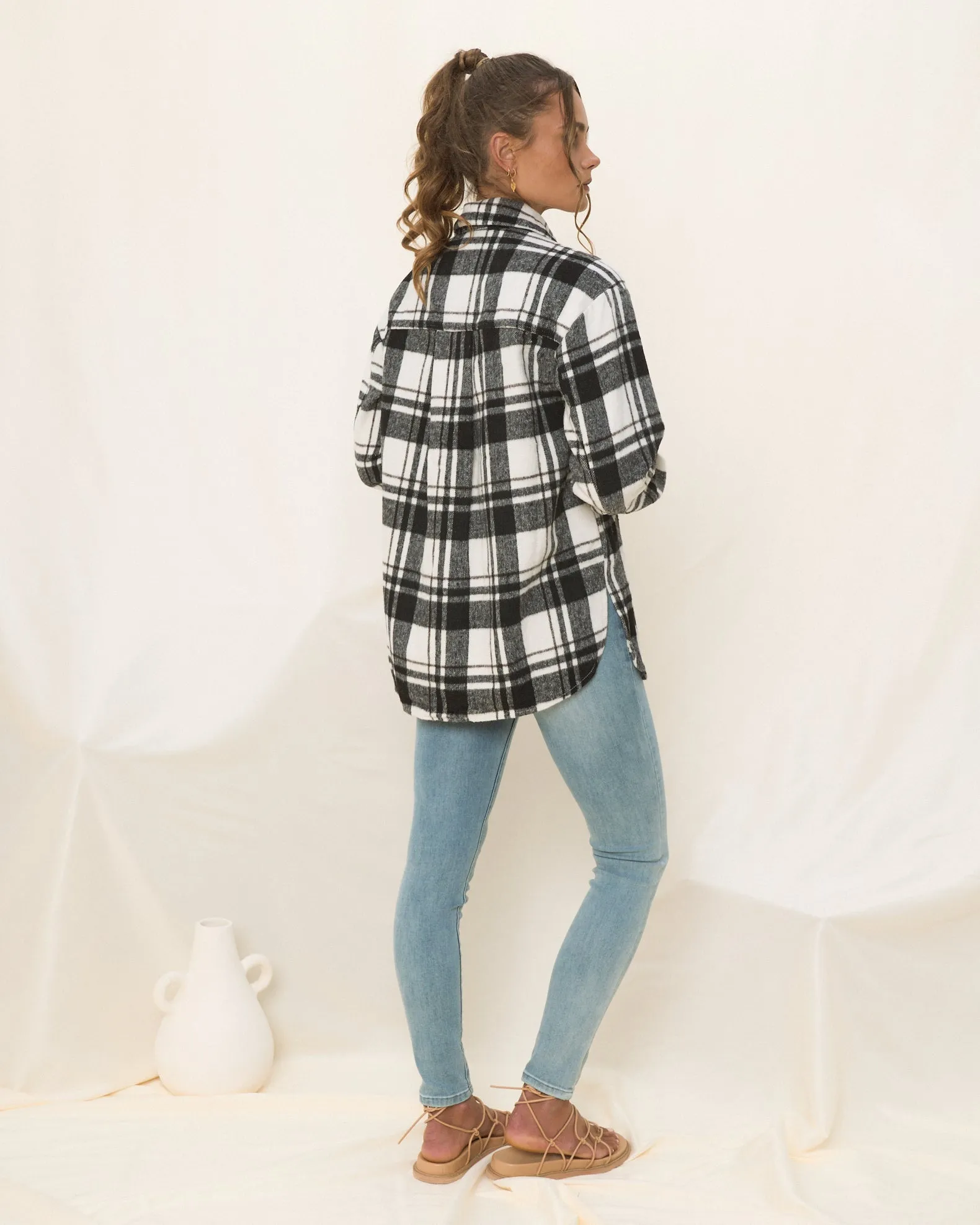 Flynn Black Check Wool Blend Shacket