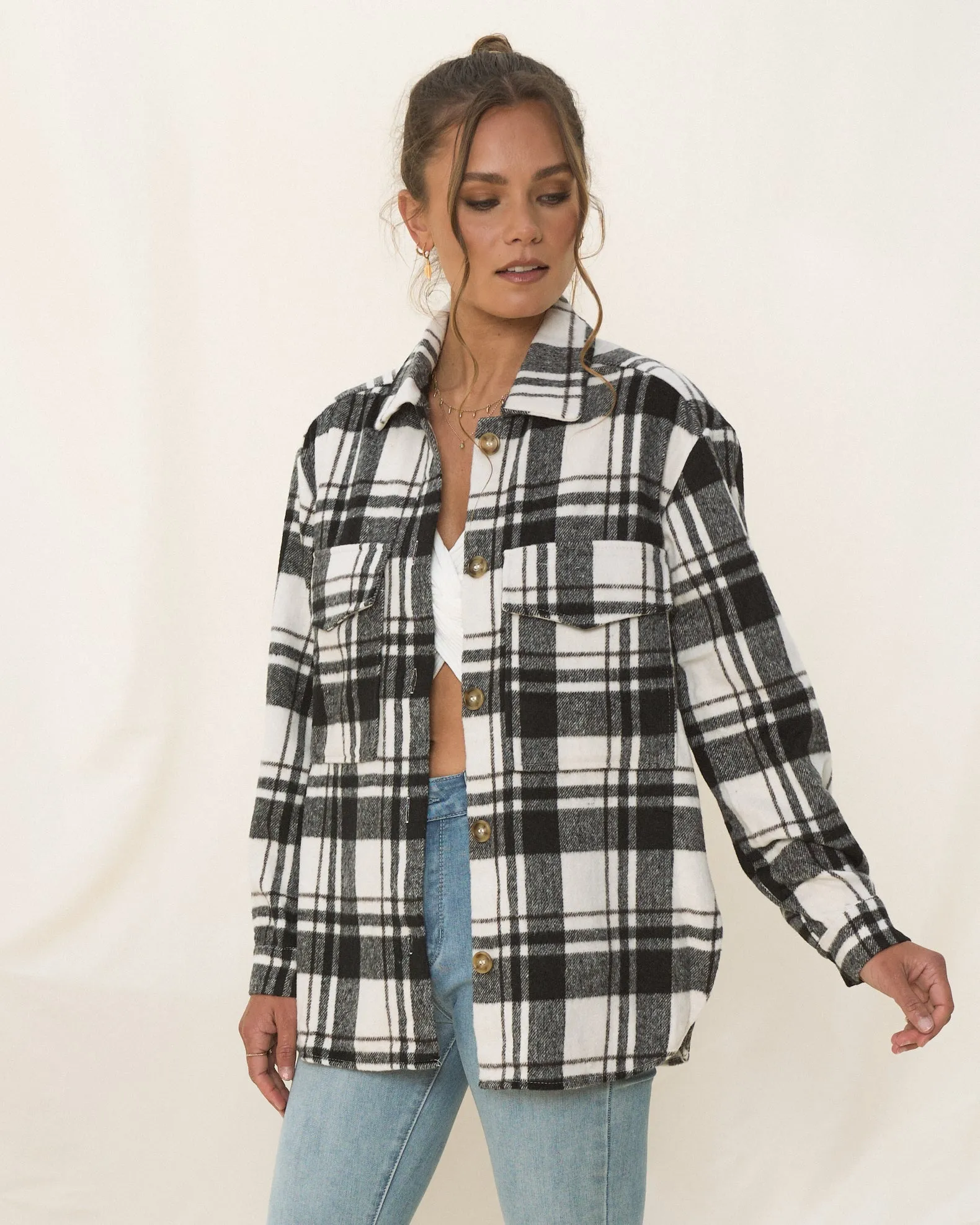 Flynn Black Check Wool Blend Shacket