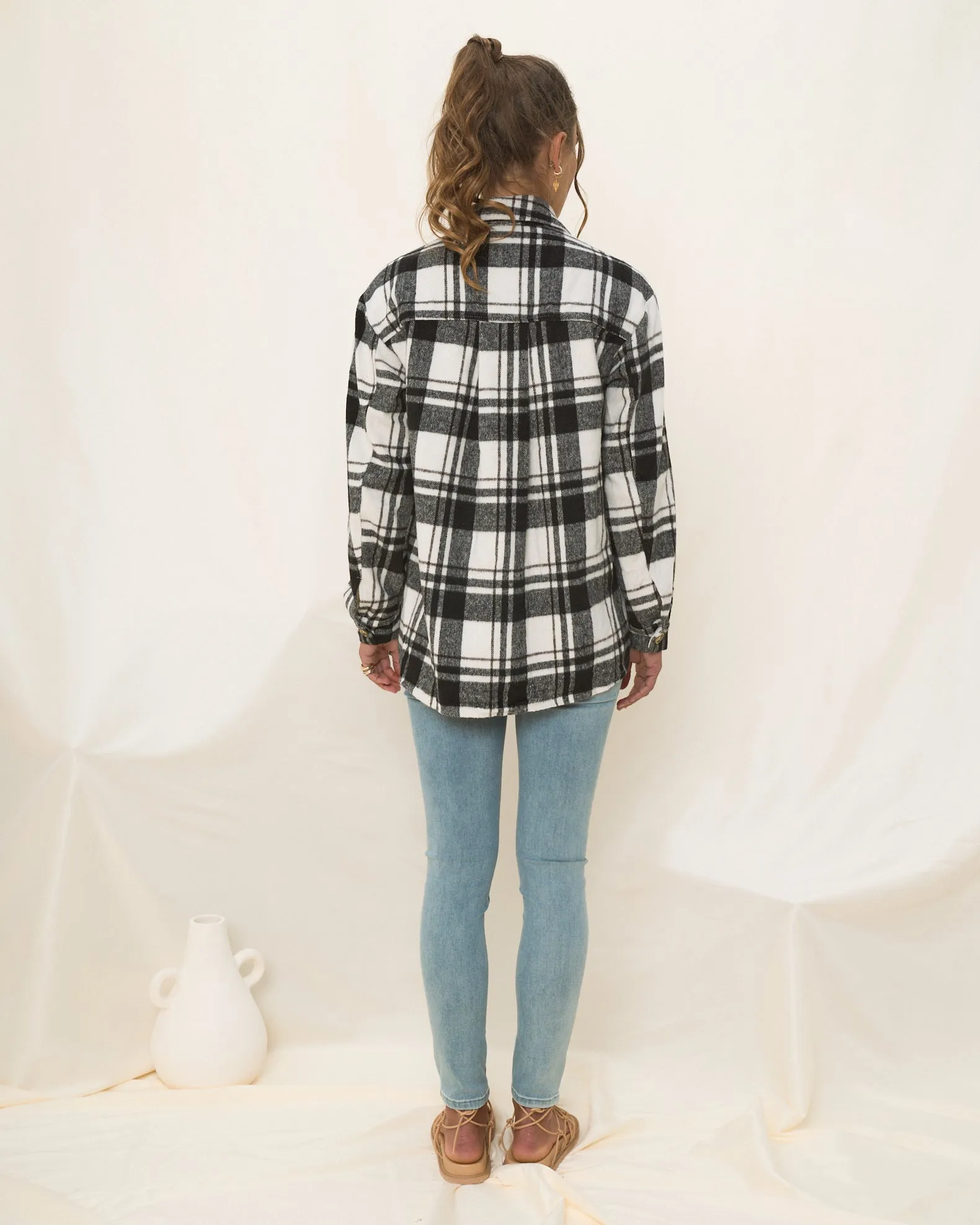 Flynn Black Check Wool Blend Shacket