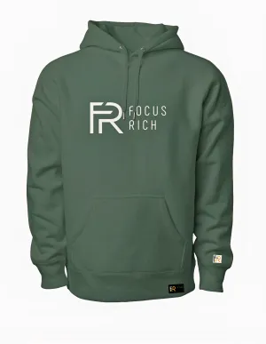 FOCUS RICH CLASSIC EMBROIDERED LOGO HOODIE (GREEN)