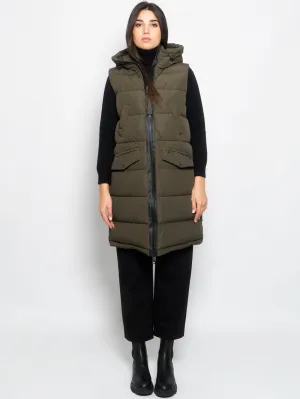 Gilet Imbottito con Cappuccio Verde