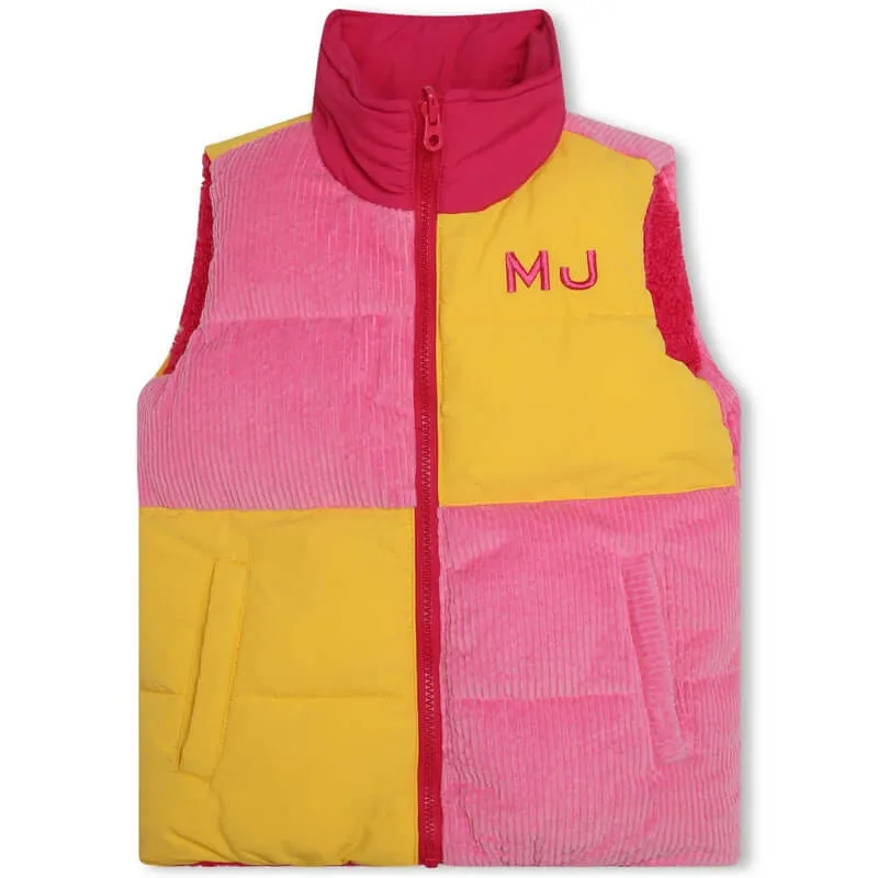 Girls Reversible Pink And Yellow Logo Gilet