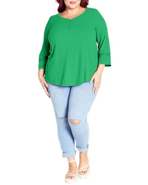 Henley Rib Top | Green