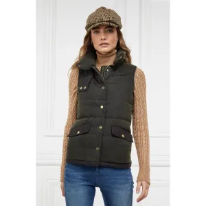 Holland Cooper Aviator Ladies Wax Padded Gilet - Dark Olive