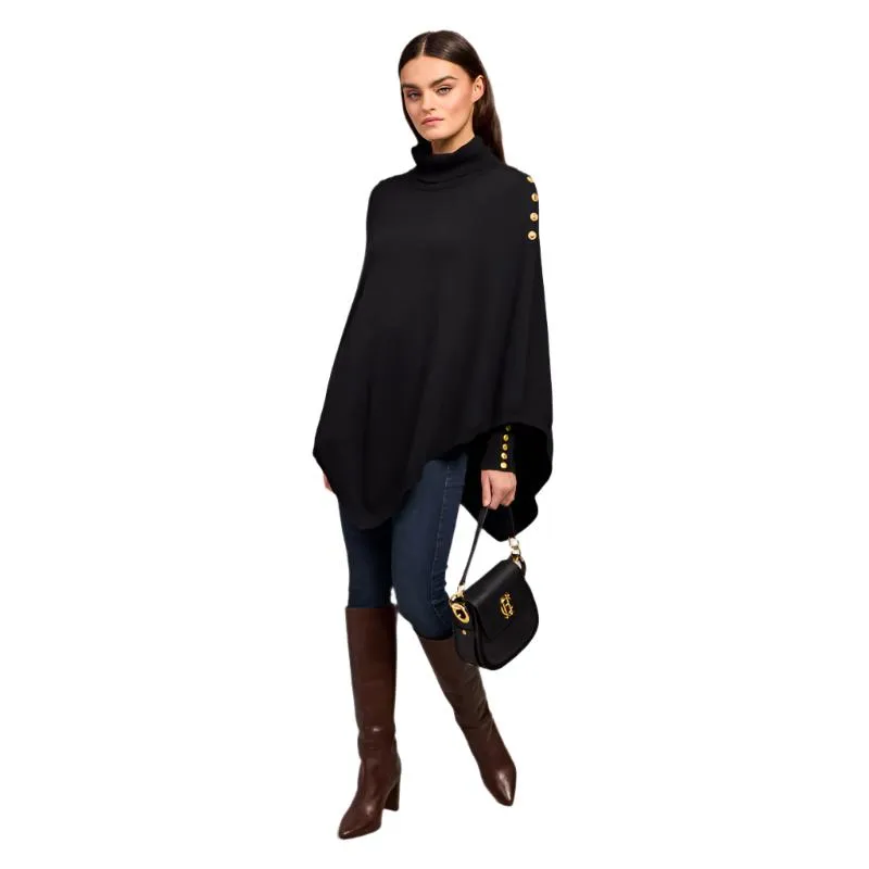 Holland Cooper Roll Neck Ladies Knit Cape - Black