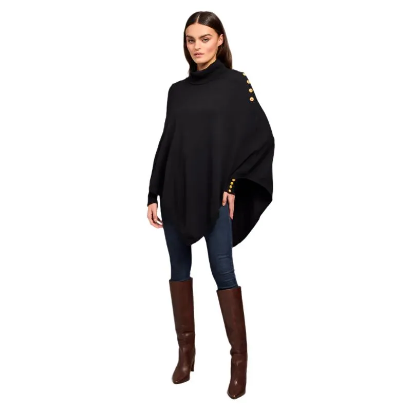 Holland Cooper Roll Neck Ladies Knit Cape - Black