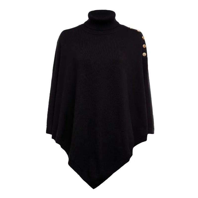 Holland Cooper Roll Neck Ladies Knit Cape - Black